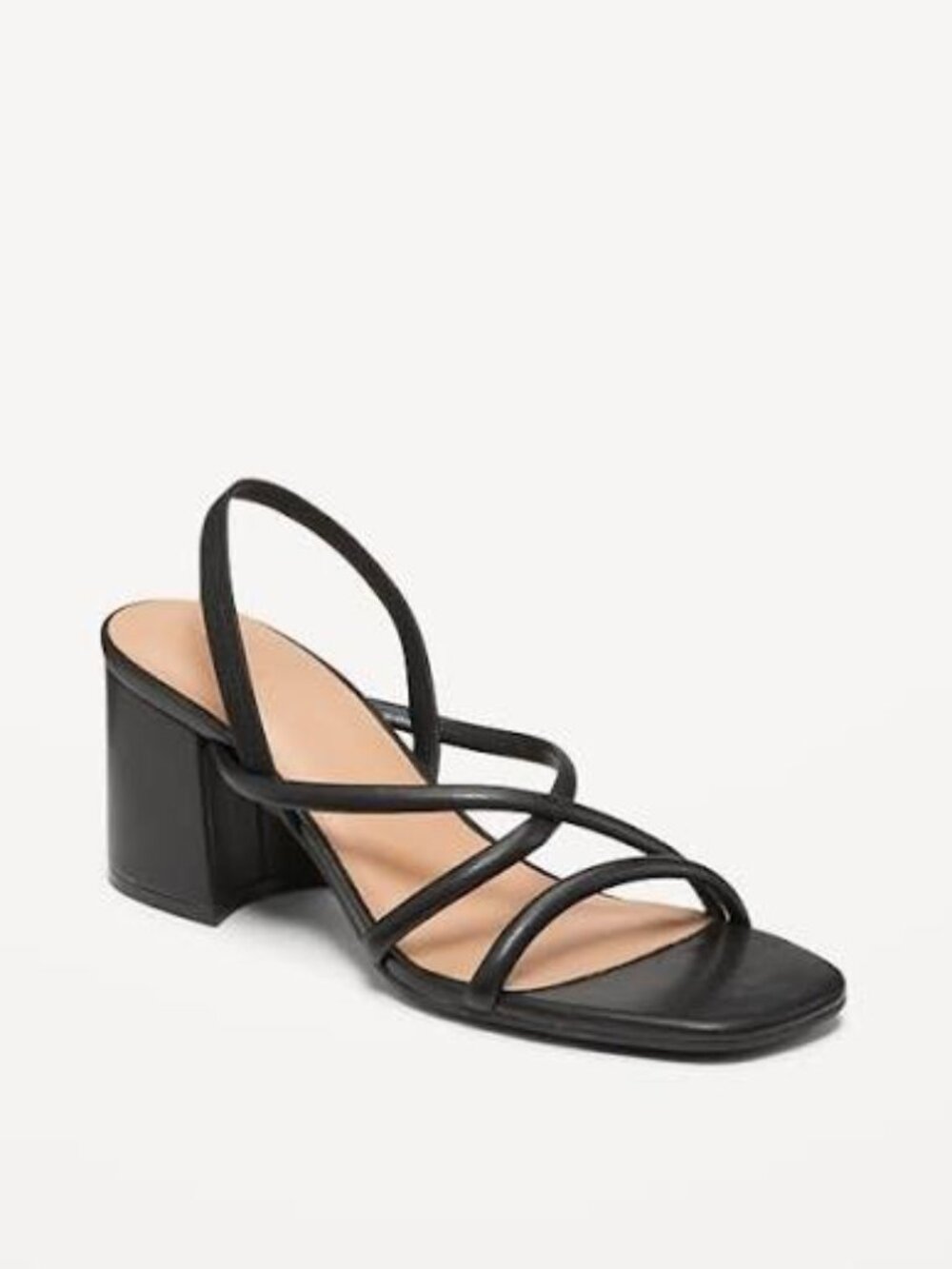 Old Navy Black Strappy Square-Toe Chunky Heels